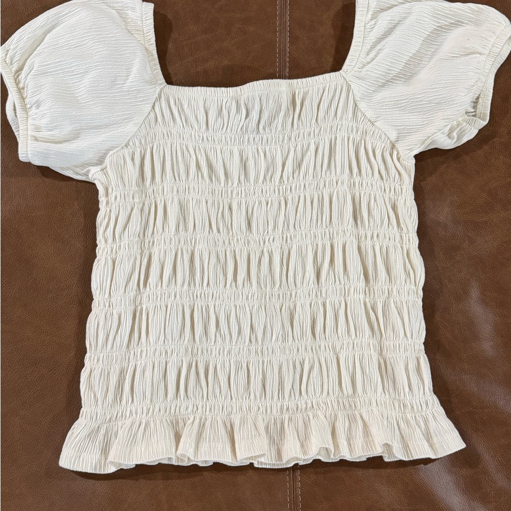 Old Navy Cream Smocked Blouse